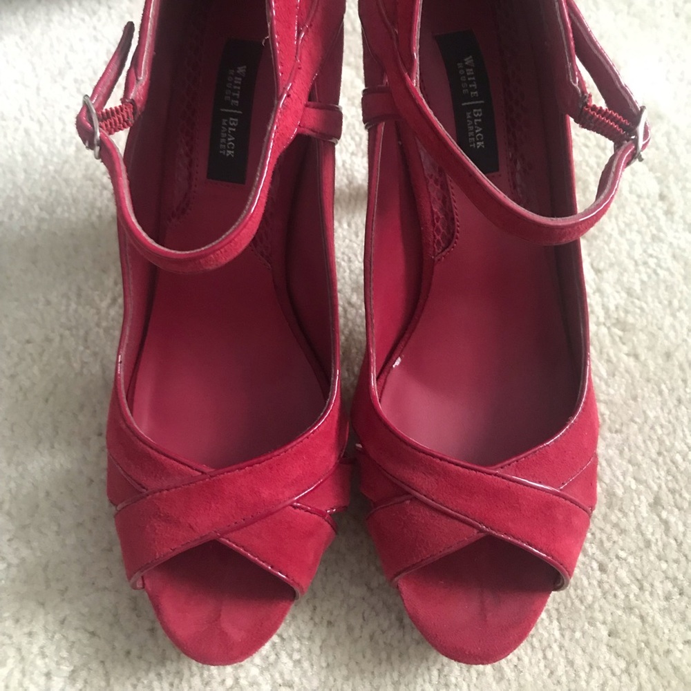 WHBM Red peep toe heels
